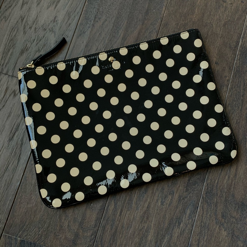 Kate Spade Patent Leather Polka Dot Zip Pouch